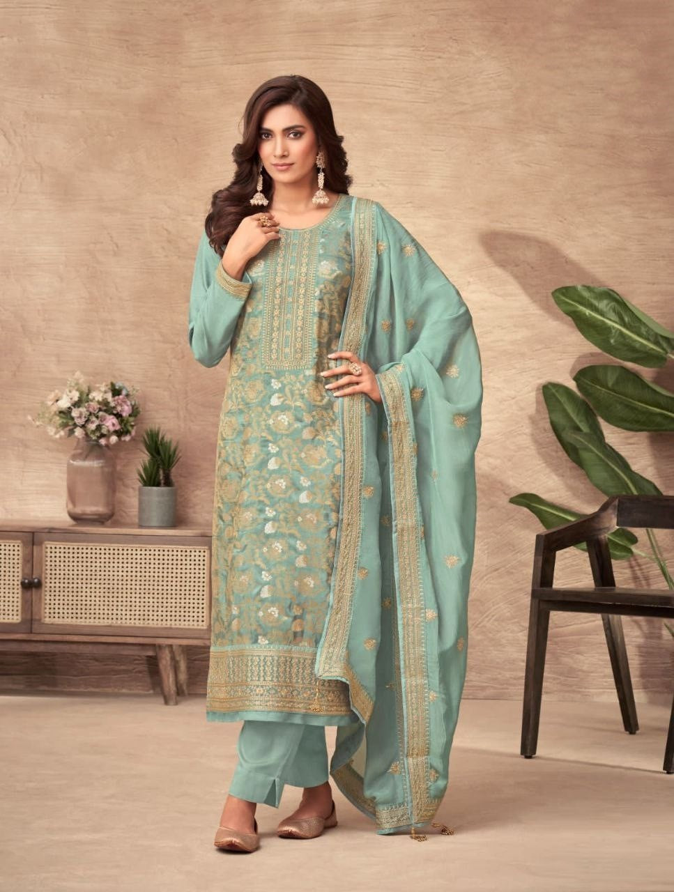 Designer Pure Viscose Dola Jacquard Dress Material