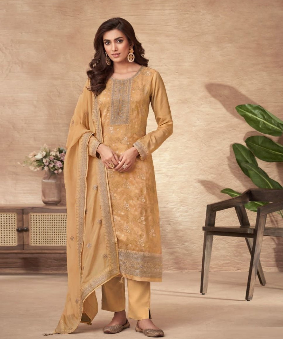 Designer Pure Viscose Dola Jacquard Dress Material