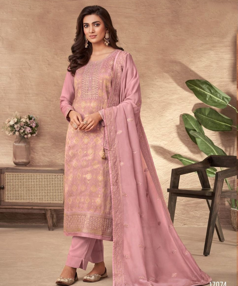 Designer Pure Viscose Dola Jacquard Dress Material