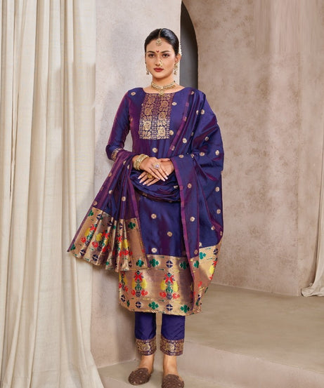 Purple Haze Pure Tapeta Silk Designer Dress Material