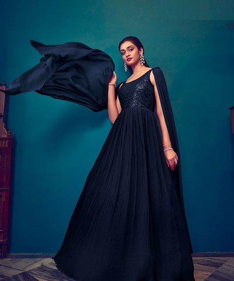 Navy Blue Party Style Gown For Women