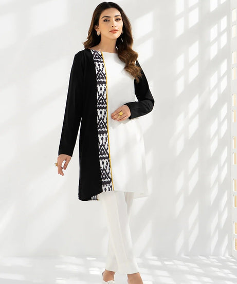 Black and White Colour Designer Casual Wear Viscose Rayon Top