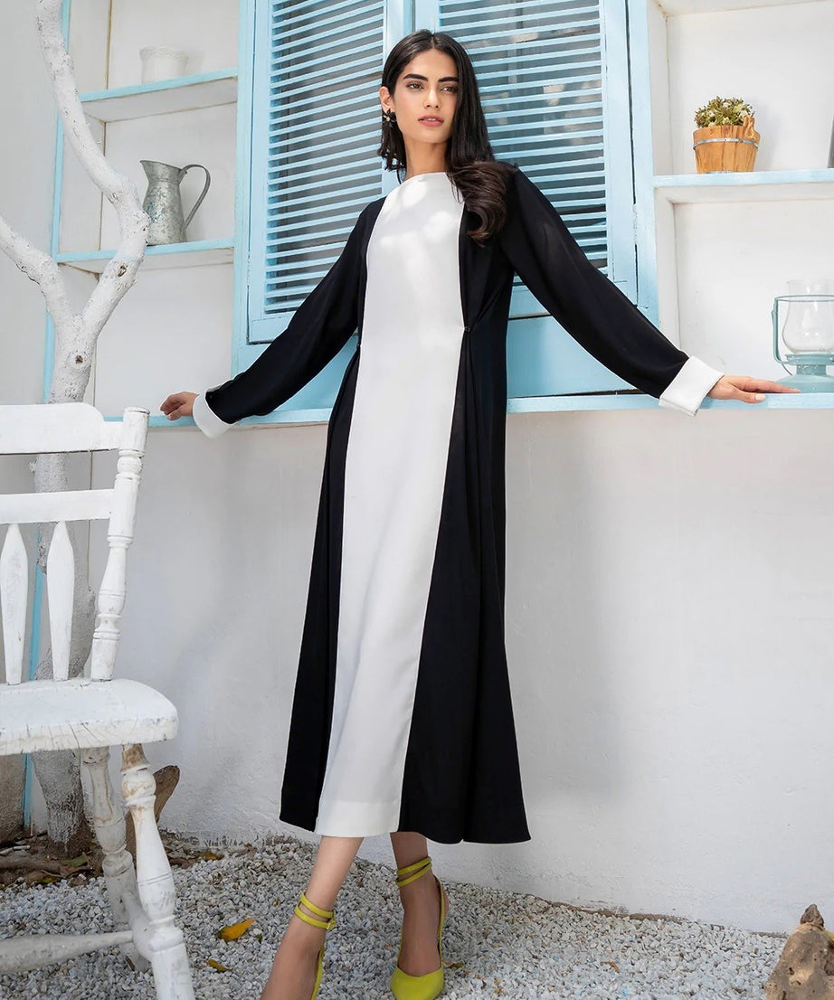 Viscose Rayon Black and Whait Colour Designer Dress