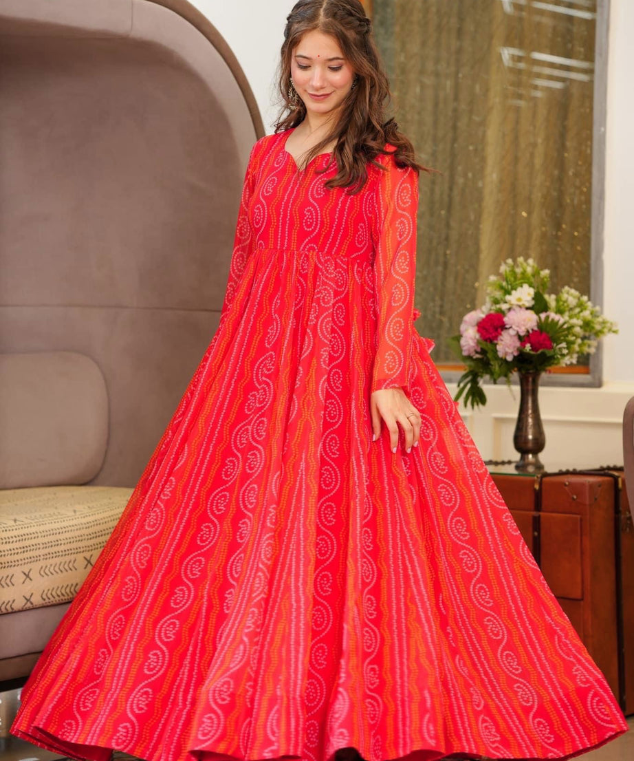 Red Color Beautiful and Stylish Full Flair Gown for Women