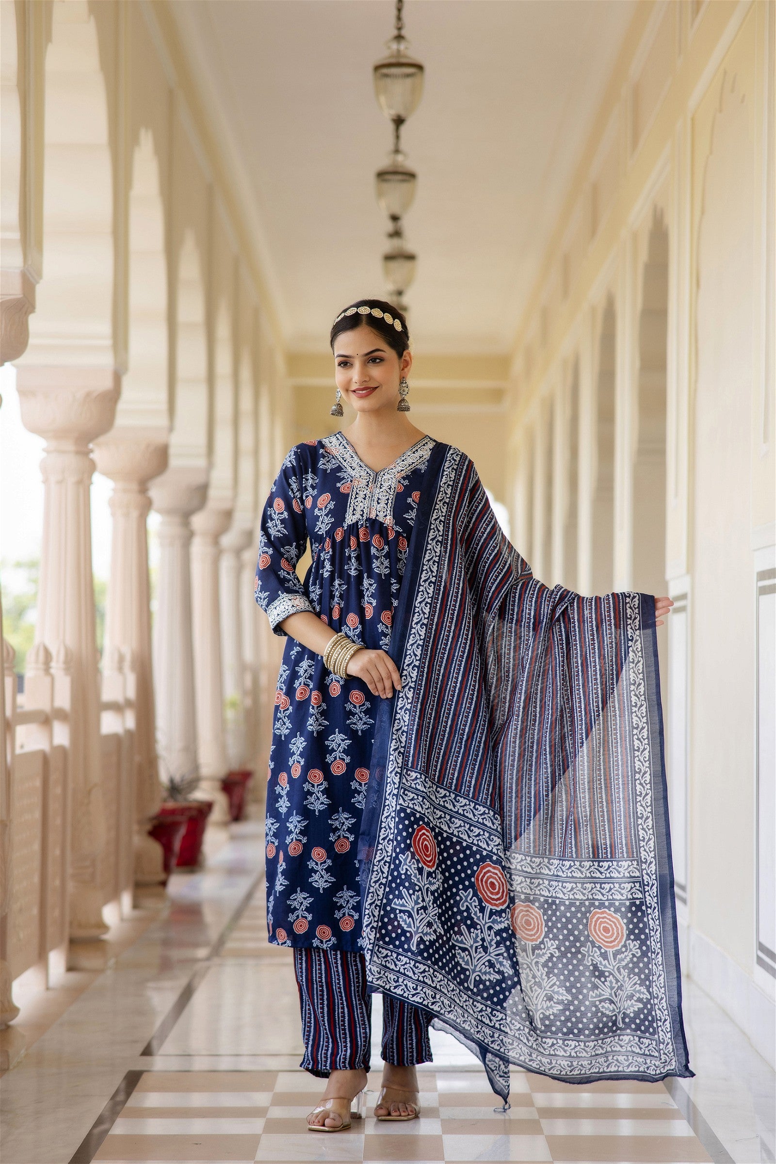 Exquisite Women's Embroidered Kurta and Pant Set With Dupatta