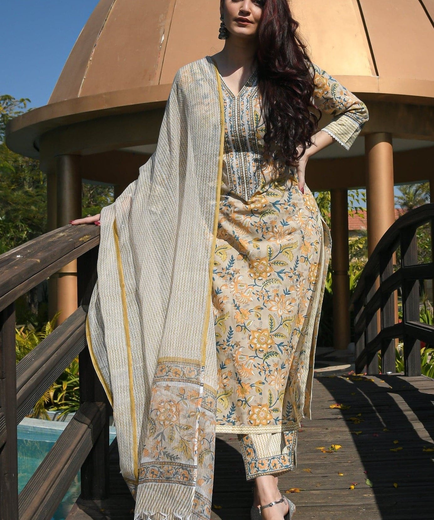 Floral Printed Kurta and Pant set with Dupatta