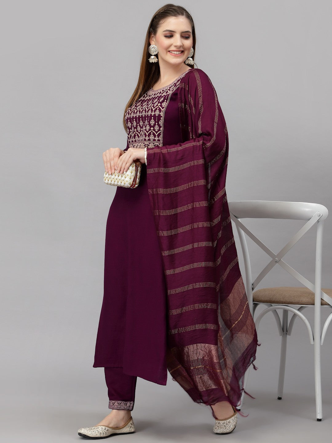 Simple Embroidery Designer Kurta Set For Women