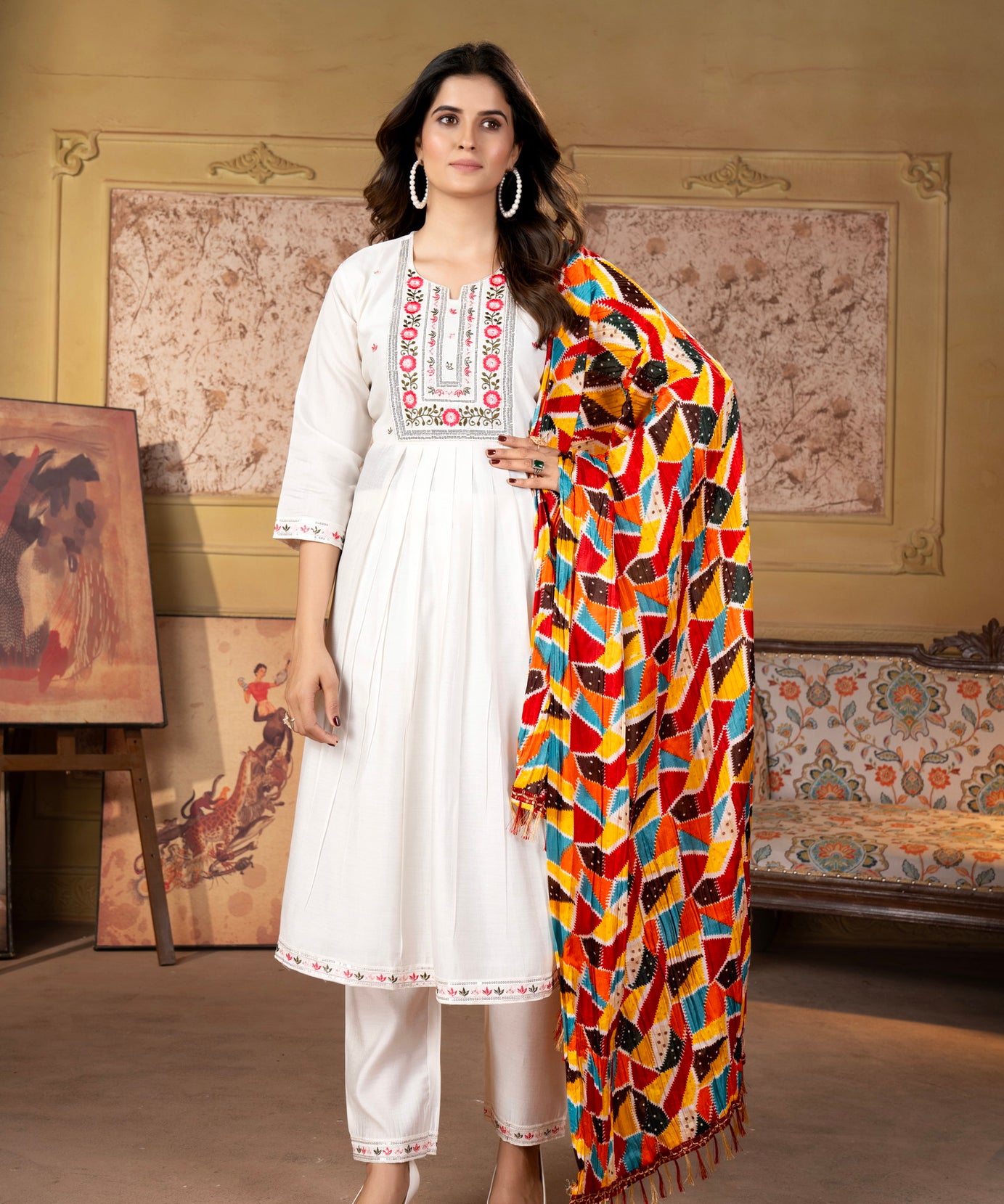 Women's Viscous Chanderi Kurta  With Silk Dupatta Set